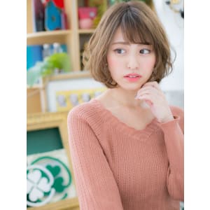外国人風♪大人かわいい♪アシンメトリーボブ　エアリーカール