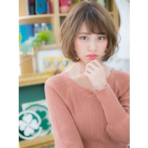外国人風♪大人かわいい♪アシンメトリーボブ　ふわふわボブ