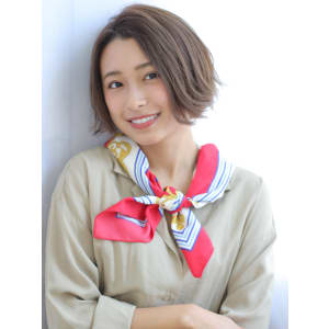 「磯野真由美」前髪長め小顔無造作ボブ×透明感グレージュ