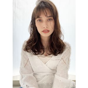 大人キレイなデジタルパーマ セミロングヘアM259