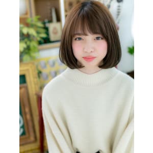 好感度大♪前下がり黒髪ナチュラルボブ　マシュマロボブ