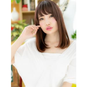 大人かわいい♪甘カラー♪斜めバングワンカール　エアリーロング