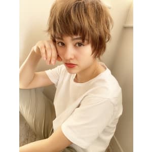 【添田】イルミナカラー束感ショート無造作カール小顔パーマ