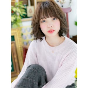 大人かわいい♪重軽ニュアンスくせ毛風ボブ　シフォンウェーブ