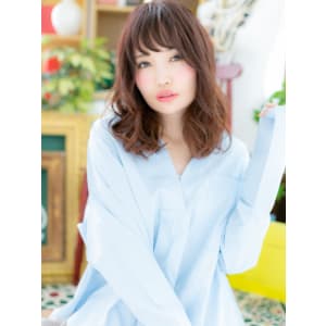 くせ毛風♪透け感カールのラブゆるふわミディ　シフォンウェーブ