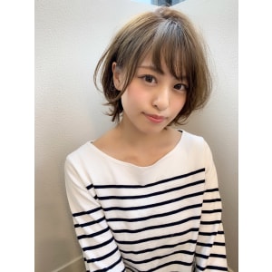 添田】耳掛け丸みショート大人かわいいイルミナカラー3Dカラー
