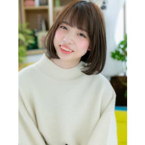 好感度大♪前下がり黒髪ナチュラルボブ　ふんわりボブ
