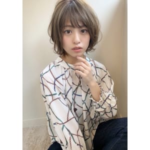 添田】丸みショートひし形 3Dハイライト無造作カールパーマ