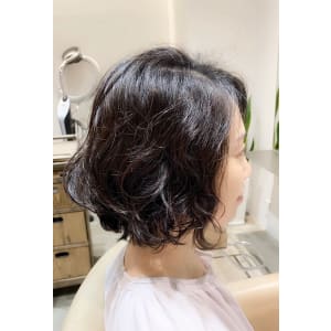 スタイリング楽チンのボブくしゅパーマ