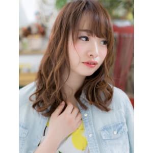 外国人風レッドブラウン×大人くせ毛風ウェーブ　ガーリーロング