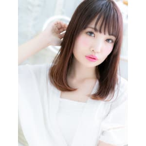 大人かわいい♪甘カラー♪斜めバングワンカール　モテロング