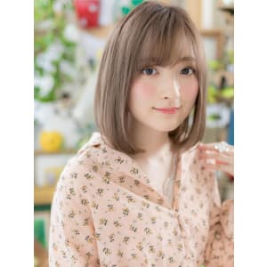 斜めバング♪Iラインストレートボブ　フェミニンストレート