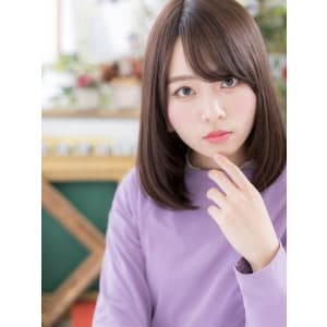 斜めバング♪大人かわいい小顔ストレート　エアリーカール