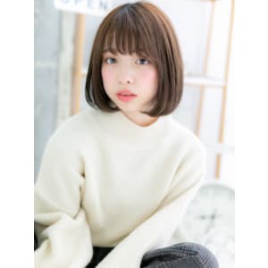 好感度大♪前下がり黒髪ナチュラルボブ　ガーリーボブ