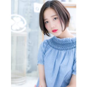 キリっと透明感☆前下がりの黒髪大人ボブ　クールボブ