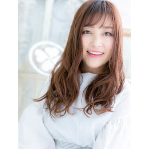 斜めバング＆甘カラー♪ゆるウェーブラブロング　ゆる巻きロング