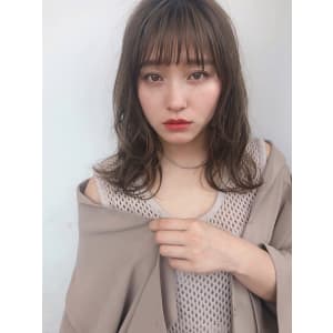 抜け感パーマ ミディアムレイヤー【K_15】