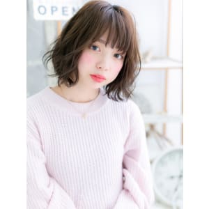 大人かわいい♪重軽ニュアンスくせ毛風ボブ　シフォンウェーブ