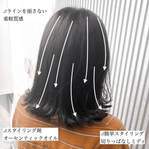 スタイルチェンジにグレージュ の切りっぱなしミディ
