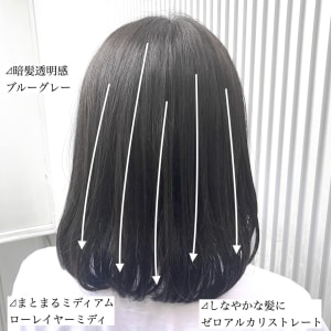 暗髪透明感のまとまるストレートミディ