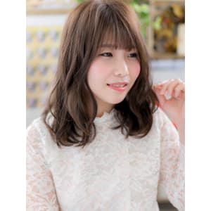 モテ顔◎黒髪くせ毛風カールレディスタイル　セミディ