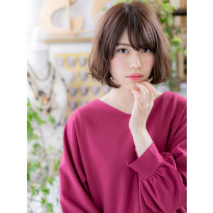 大人かわいいゆるふわくせ毛風小顔ボブ　ブランジュ