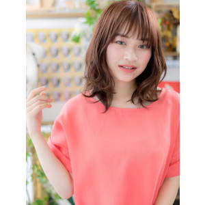 大人かわいい☆くせ毛風やわらかくびれセミディ　ルーズ