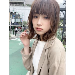 アフロート添田】大人かわいいウルフボブブランジュ小顔パーマ