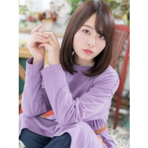 斜めバング♪大人かわいい小顔ストレート　斜めバング