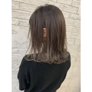 マロンカラーブラウンベージュセミディ切りっぱなし6045