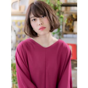 大人かわいいゆるふわくせ毛風小顔ボブ　大人ボブ