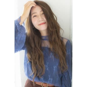 ロングヘアベージュカラーブラウン外国人風ダブルバング