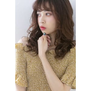 ロング大人かわいいナチュラルココアブラウンシースルーバング
