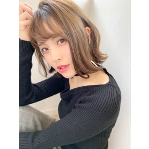 アフロート添田】大人かわいいくびれボブツヤ感ネイビーカラー