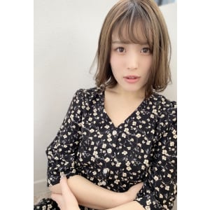 【添田】シースルーバングのアゴラインボブ 大人かわいい外ハネ