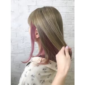 インナーカラーグラデーションピンクミルクティベージュ4043