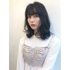 暗髪ミディアム　ワンカールレイヤー【K_48】