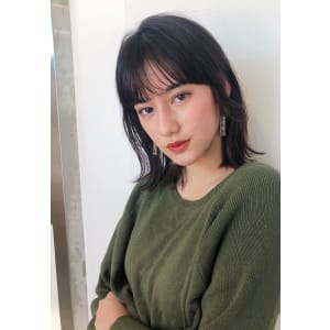 切りっぱなしロブ　おくれ毛カット【K_49】