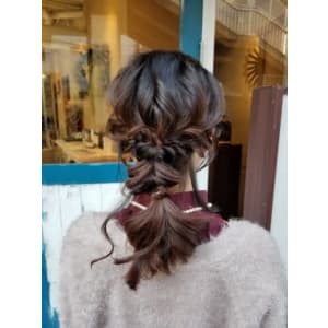 ロング×編みおろしヘアセット