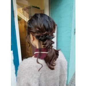 ロング×編みおろしヘアセット