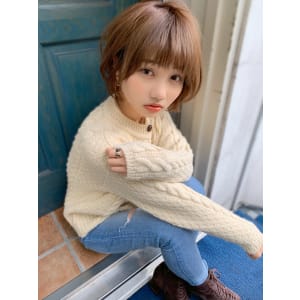 【添田】顔まわりマッシュなひし形フレンチボブ ネイビーカラー