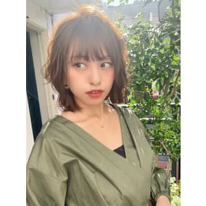【添田】ひし形ボブにゆるウェーブ 束感 くびれレイヤーボブ
