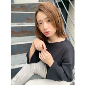 添田】前髪なし大人小顔ミディ 外ハネボブ