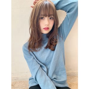 【添田】小顔前髪ネイビーカラーな大人かわいいロング