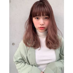アフロート ピンクベージュゆるふわセミディ