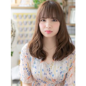 くせ毛風ふんわり小顔セミディ　毛先パーマ