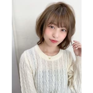 添田】外ハネ毛先パーマのニュアンスボブ ことりベージュ
