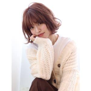 ピンクベージュ切りっぱなし小顔ボブ＊marche田嶋
