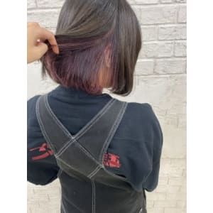 インナーカラーパープルヘアボブ無造作10代20代5061