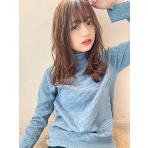 添田】毛先パーマのニュアンスロング ことりベージュ